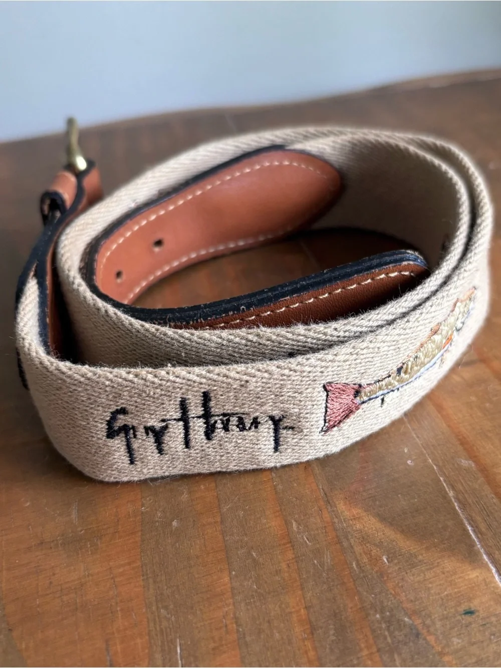 VTG Guy Harvey Embroidered Canvas/Leather Fish Belt-Men's Size 32-Fishing